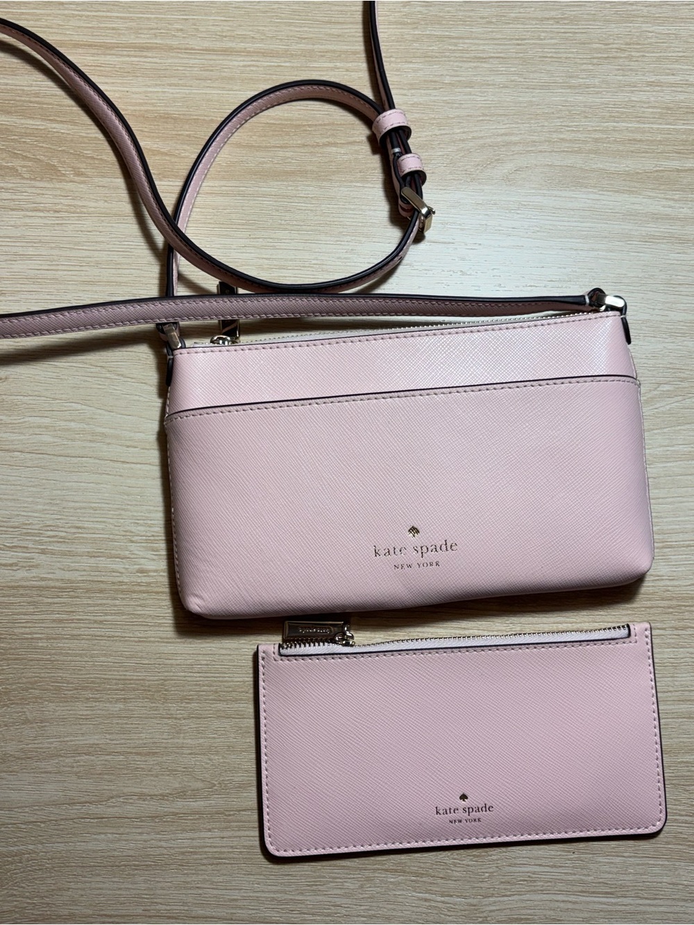 kate spade Blush Pink Saffiano Crossbody with Matching Zip Pouch